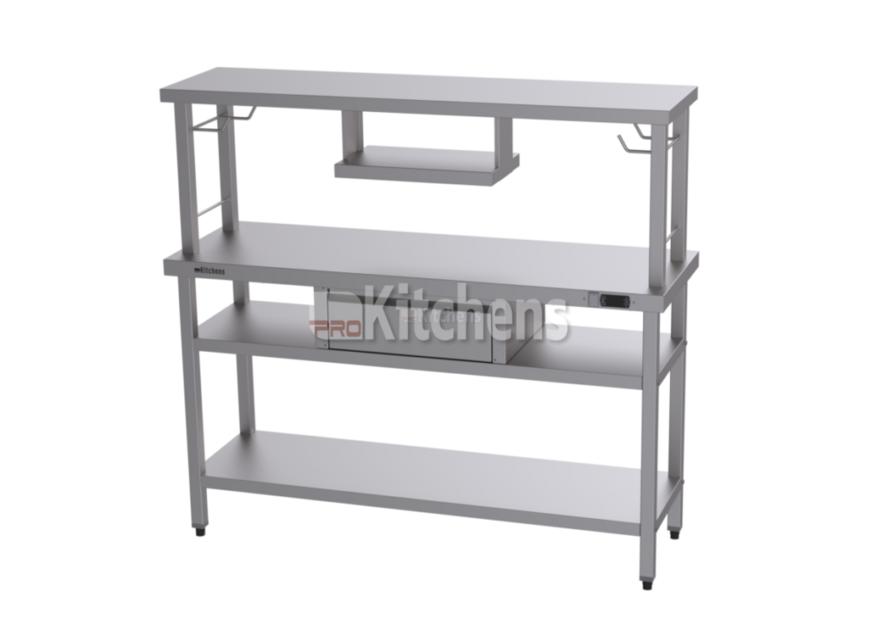 Mesa térmica em inox para montagem de hambúrgueres